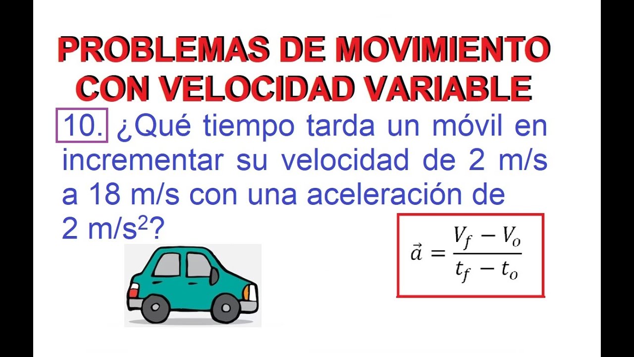 10. PROBLEMAS DE MOVIMIENTO CON VELOCIDAD VARIABLE. DEFINICI&Oacute;N DE ACELERACI&Oacute;N (MUA)