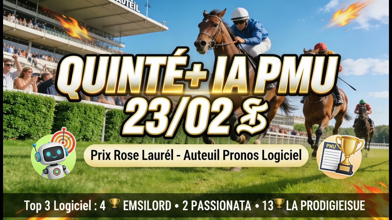 🏇🤖 Quinté IA PMU — Lundi 23/02/2026 (Auteuil) — Prix Rose Laurel 🔥📊