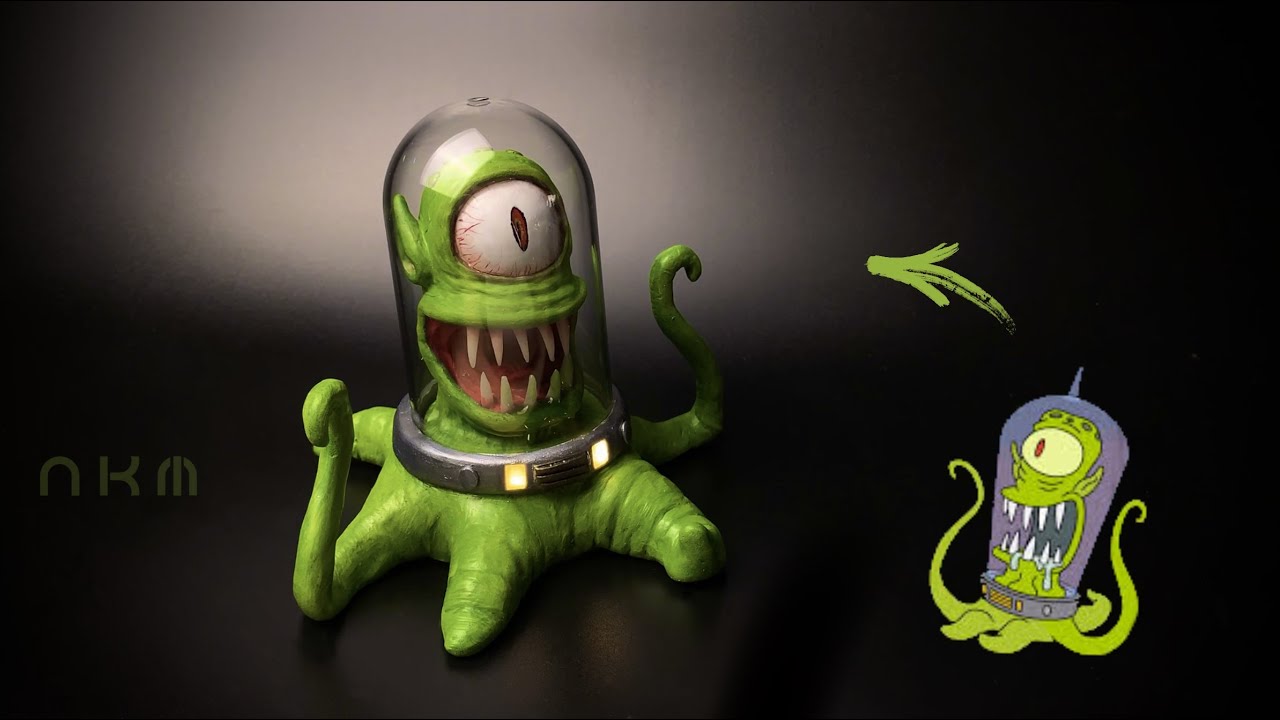 I made realistic Kang or Kodos. The Simpsons sculpture