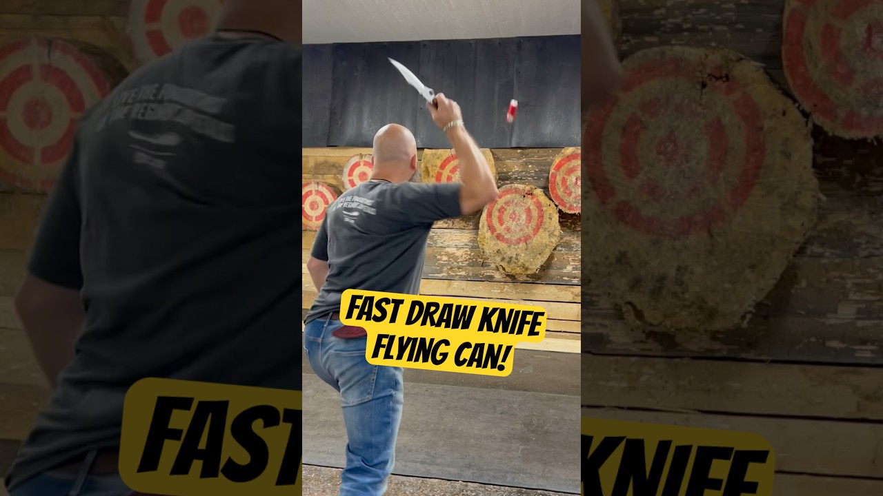 World Champion Knife Thrower&rsquo;s Lightning-Fast Can Duel! #knifethrowing #trickshot