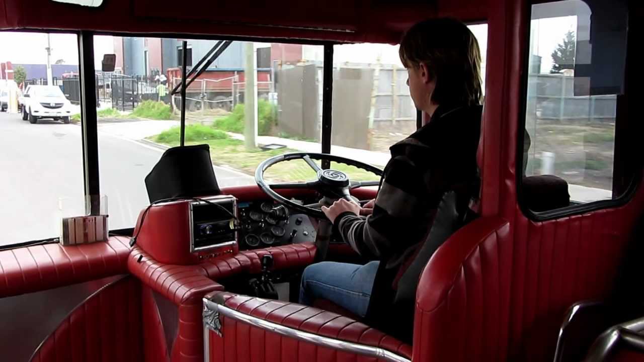 Driving Dee Decker Tours ex-Sydney Leyland Atlantean 1056