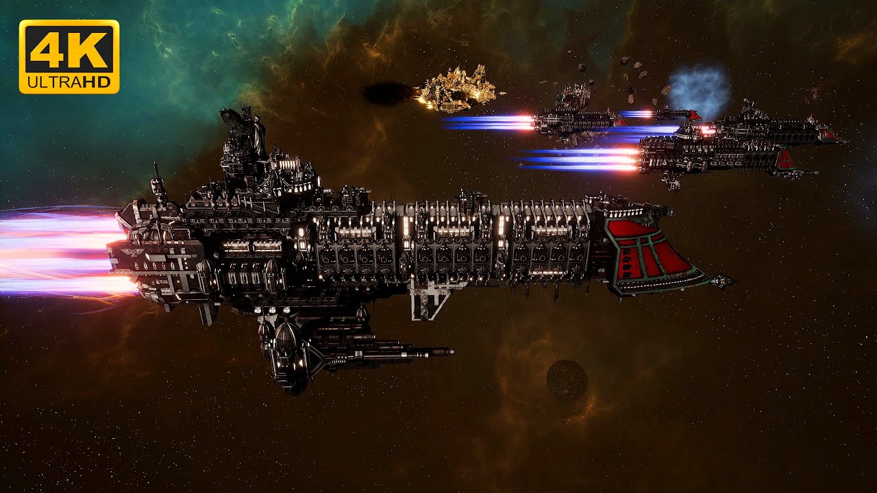 Имперский флот - 2 на 2, масштабное сражение - качество 4K - Battlefleet Gothic Armada 2