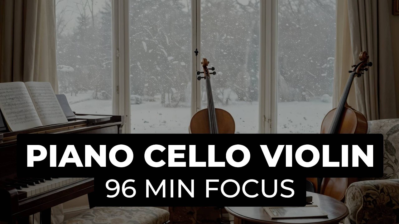 Piano, Cello & Violin for Winter Morning Focus | 90 min Peaceful Productivity Music