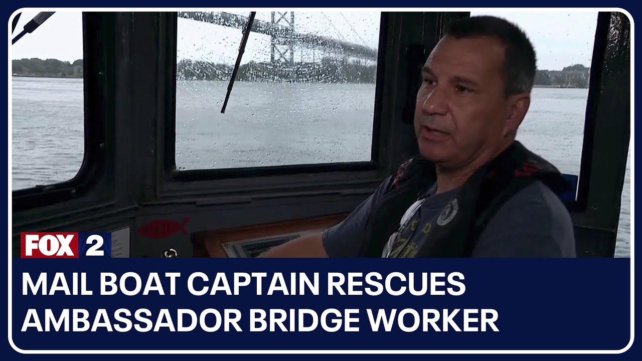 Mail boat captain rescues Ambassador Bridge worker who fell 150 feet into Detroit River