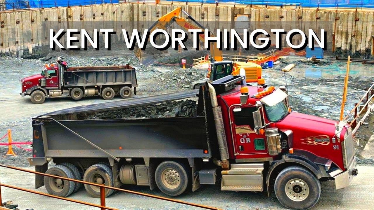 Amazing Work: Kenworth Dump Trucks Hauling Loads of Dirt at Construction Site