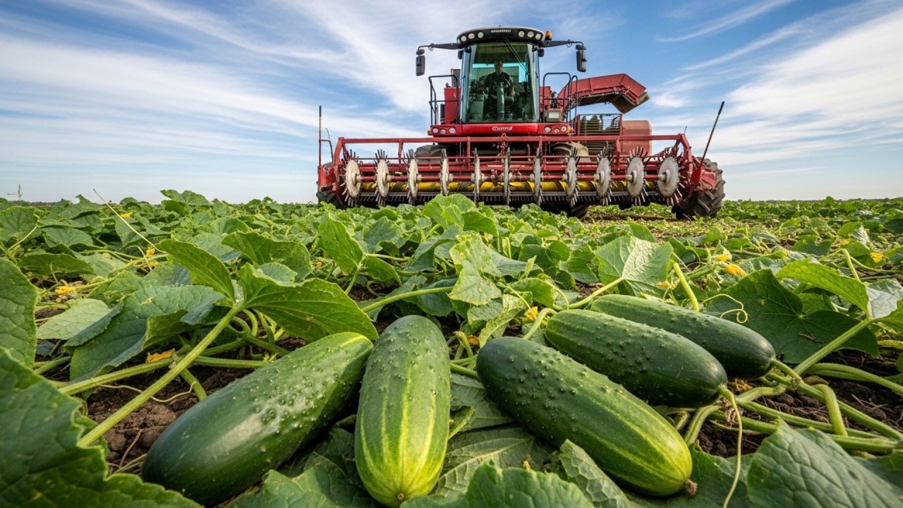 Inside Cucumber Farming: Machine Harvesting and Pickle Processing