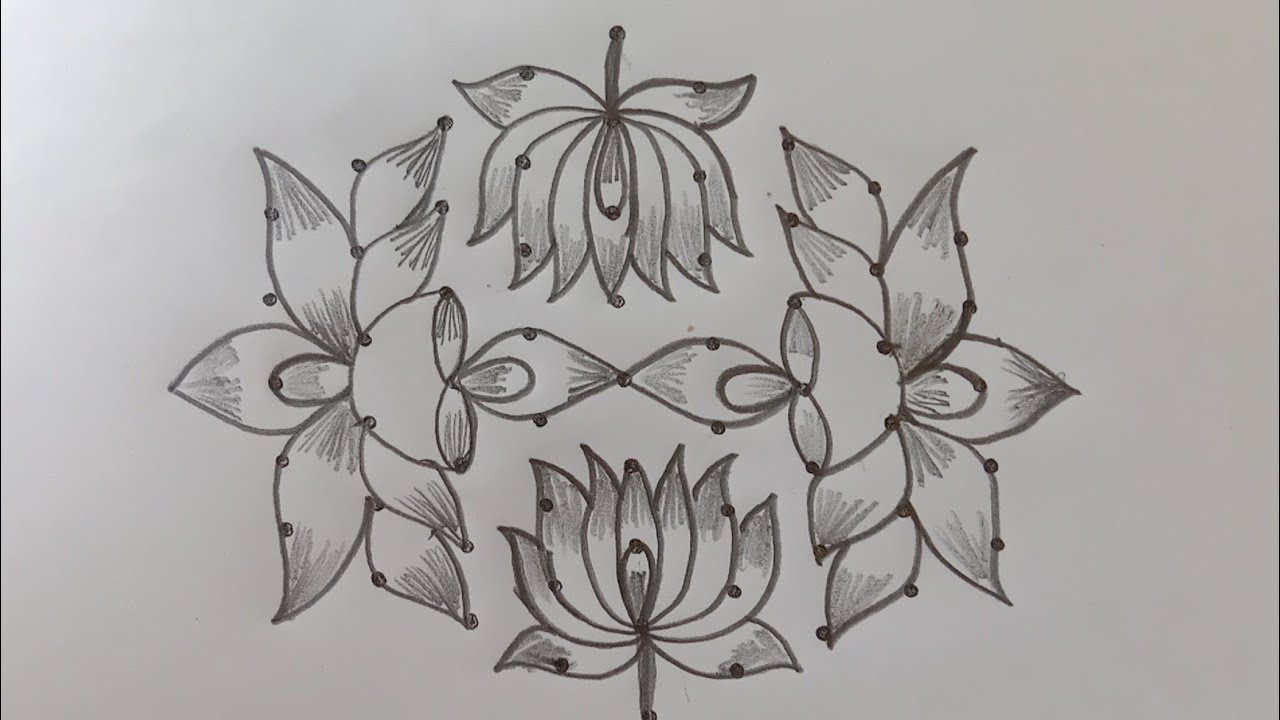 Simple Lotus 🌸e Muggulu | Easy & Beautiful Rangoli Designs 🌼🏵️ | jayav0710🥰