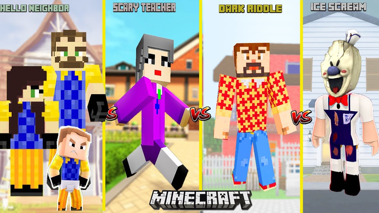EFSANE MiNECRAFT KÖTÜLER KAPIŞMASI GELDİ 😱  Dark Riddle - Hello Neighbor - Scary Teacher