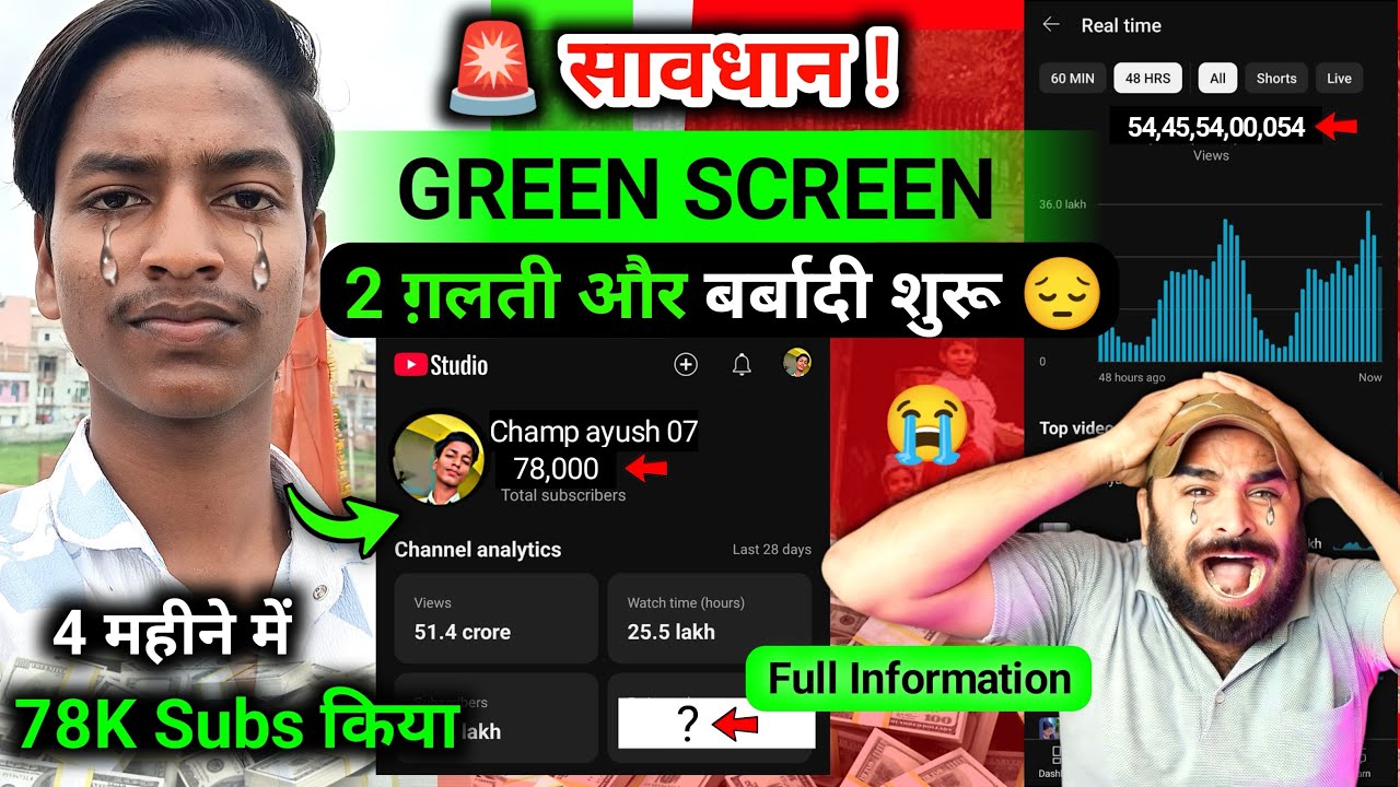 😱4 महीने में 78K Subscriber चैनल Reused बग़ैर बर्बाद 😭Green Screen| Green Screen Shorts Monetization