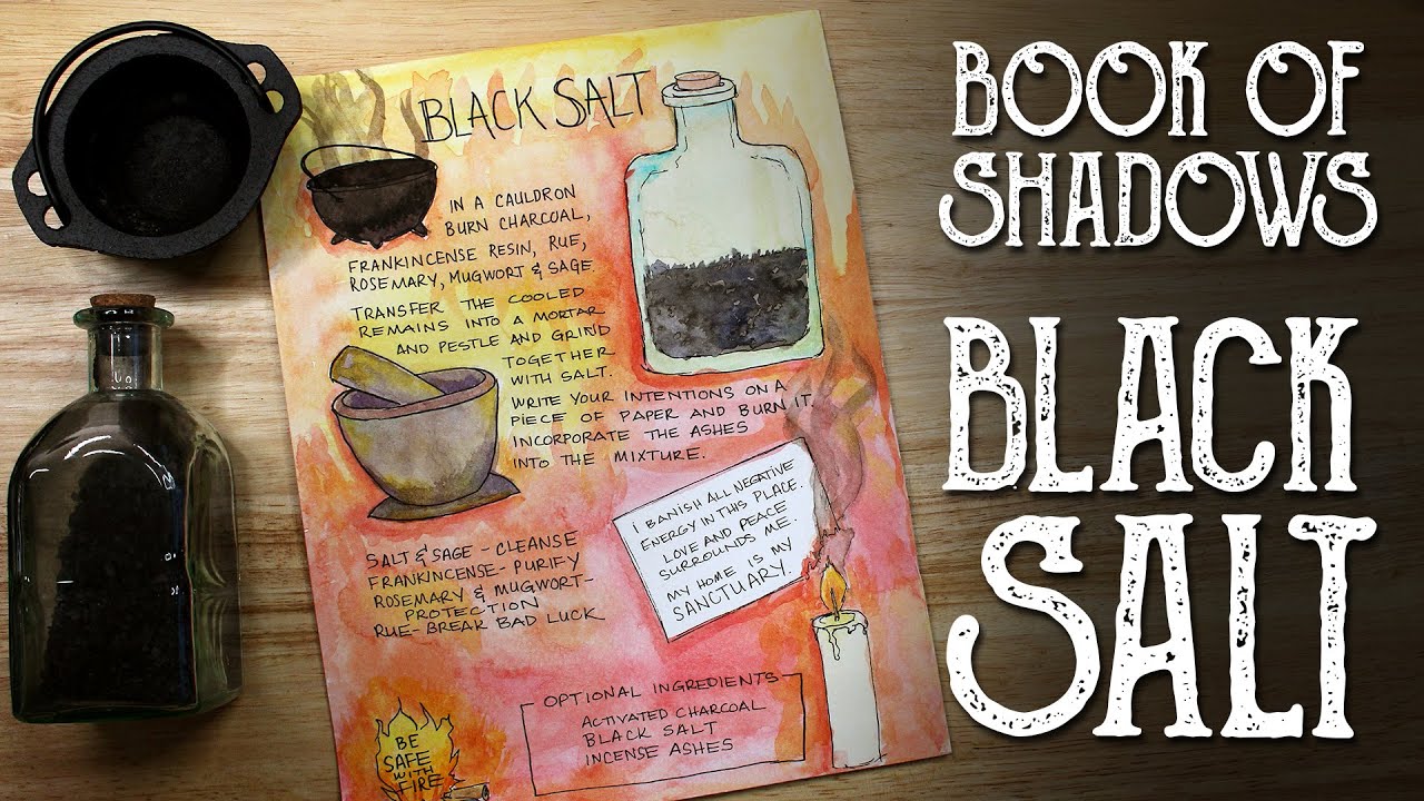 Book of Shadows Art - Black Salt Recipe - Protection Magic Spell - Magical Crafting - Witchcraft