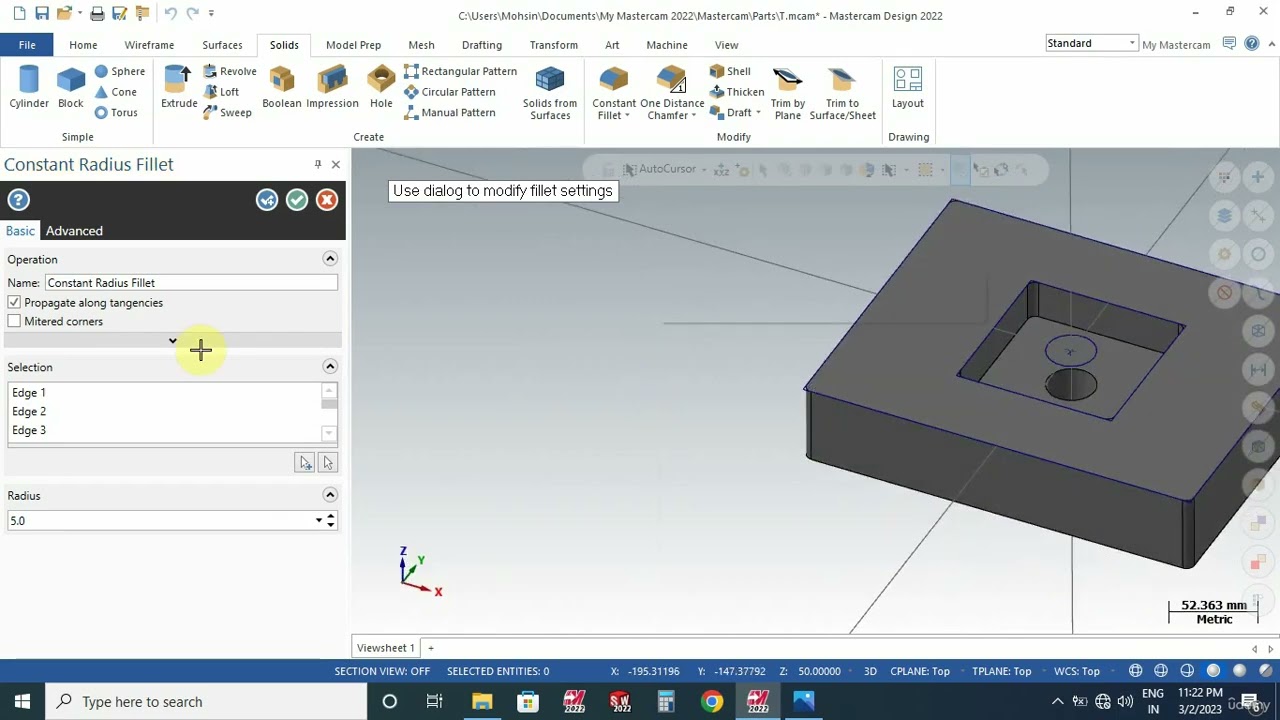 8, 3D Model   Lecture 1 Mastercam 3D Modeling | Learn Advanced CAD Design