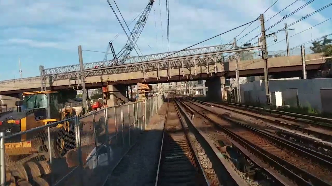 LIRR train Budd M3 Front View to Penn Station Part 2 with some Amtrak trains in mix