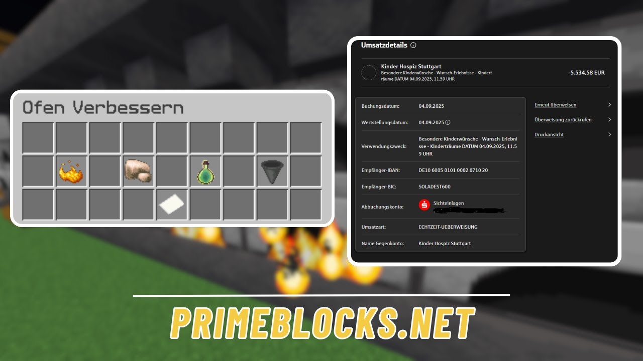 PrimeBlocks.net sammelt 5.534,58 € für Kinderhospiz! 🙏 + XXL Ofen Update 🔥