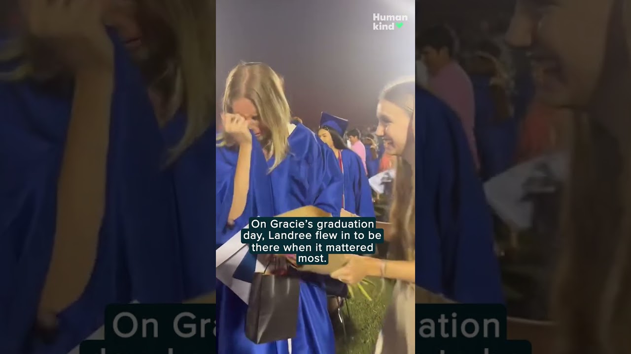 Watch the emotional surprise reunion of graduate and her best friend