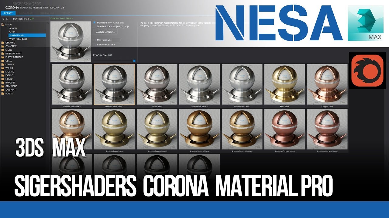 🔰 SIGERSHADERS Corona Material Presets Pro ⚜️ NESA iCAD