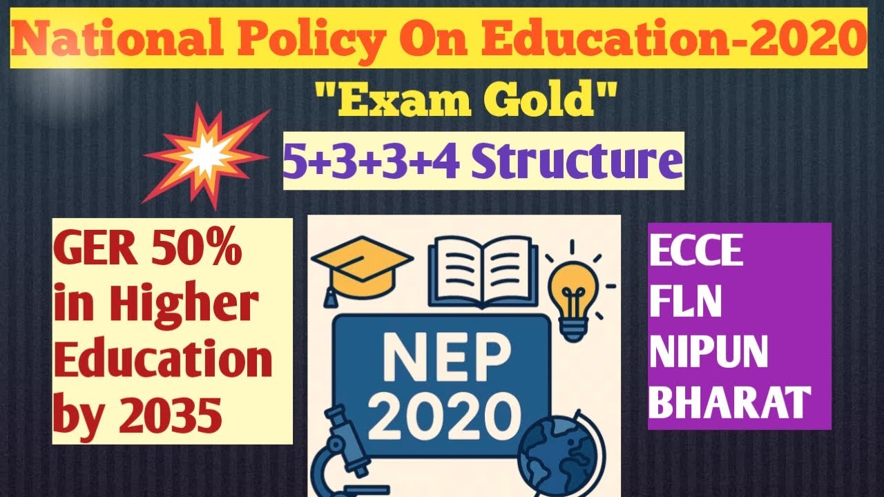 NEP 2020/Education policy in India/education policy 2020/5+3+3+4 structure/FLN/NIPUN/GER/ECCE/NETF