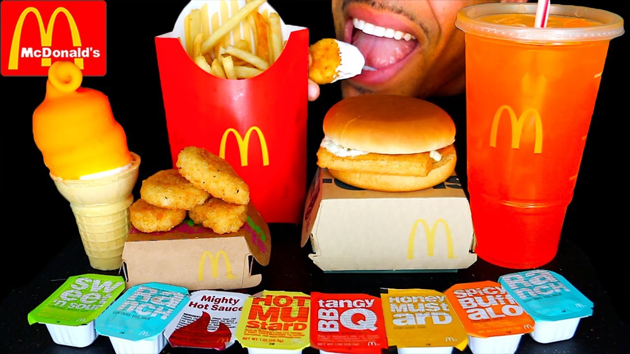 ASMR | MCDONALD'S ICE CREAM CONE DIPPED ORANGE | CHICKEN NUGGETS FRIES FISH FILLET | ORANGE SODA