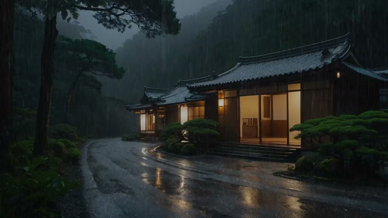 Heavy rain for insomnia on a rainy night,rain sound ASMR white noise to help you fall asleep quickly
