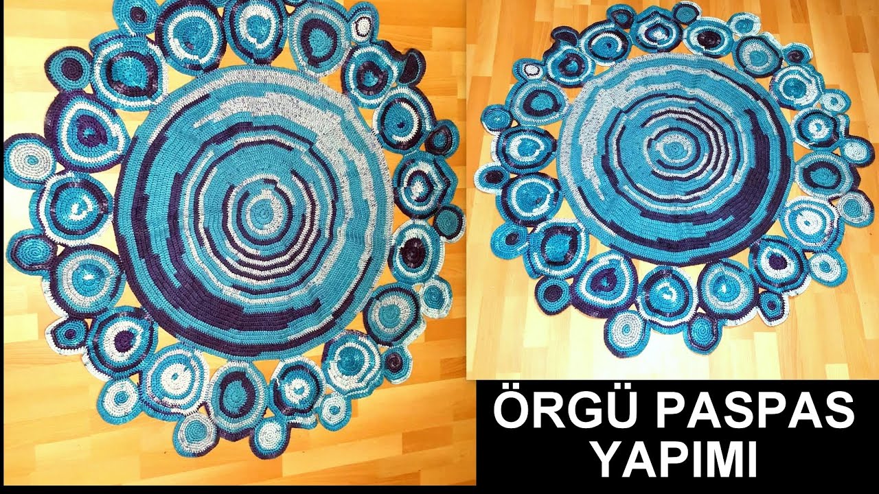 Yuvarlak Paspas Yapımı Nasıl &Ouml;r&uuml;l&uuml;r Knitting Mat Making صنع حصيرة الحياكة sune hasirat alhiaka