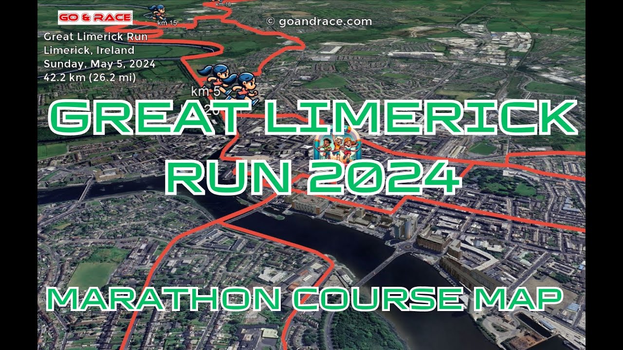 Great Limerick Run (2024): fly over the marathon course! Video of the race path.