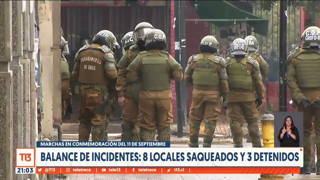 Balance de incidentes: 8 locales saqueados y 3 detenidos en marchas por el 11 de septiembre