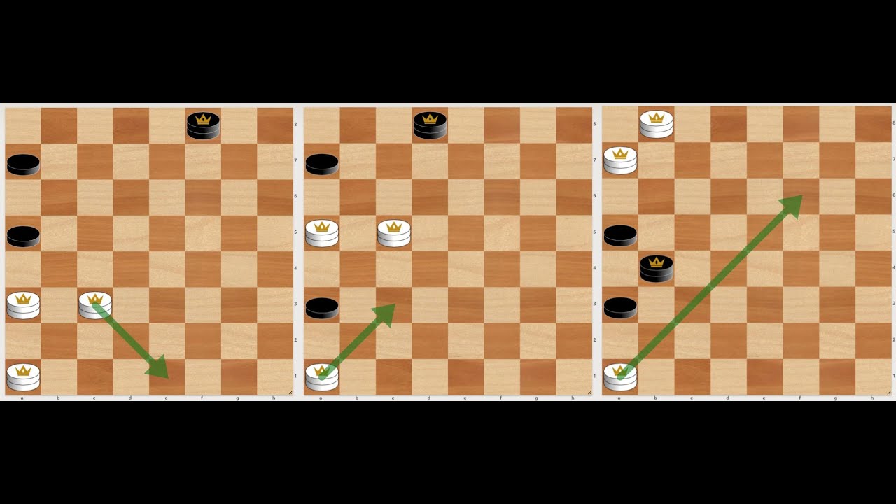 Важные шашечные окончания. Выигрыш тремя дамками дамки и двух шашек соперника.