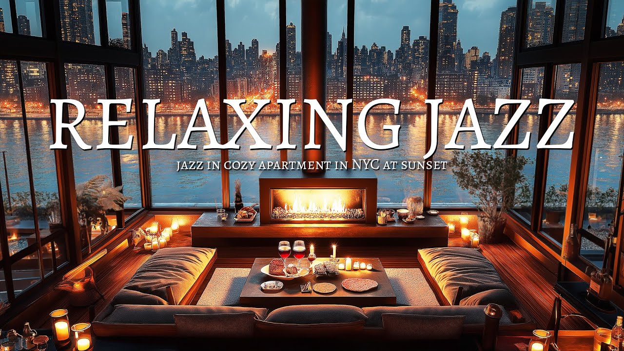Cozy Evening: Relaxing Jazz with Bonfire & City Views 🌆🎷