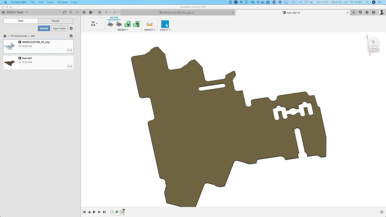 Import DXF file into Fusion and use it as board in EAGLE