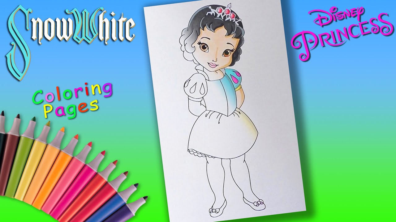 Young Snow White Coloring Pages. Baby Disney princess Colouring. Snow White Disney Princess Coloring
