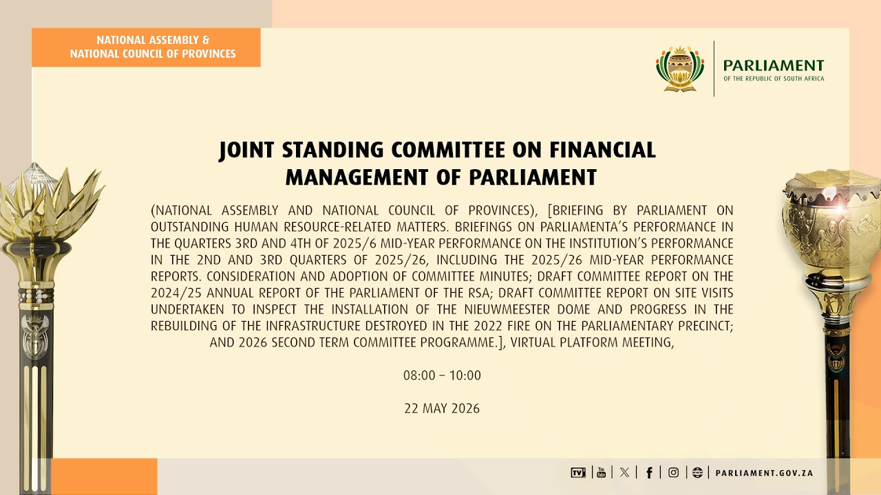 Joint Standing Committee on Financial Management of Parliament, 22 May 2026