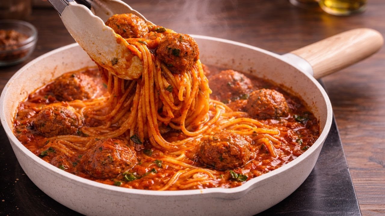 Ein Topf, 7 Zutaten – Pasta mit Frikadellen, von der alle begeistert sind!