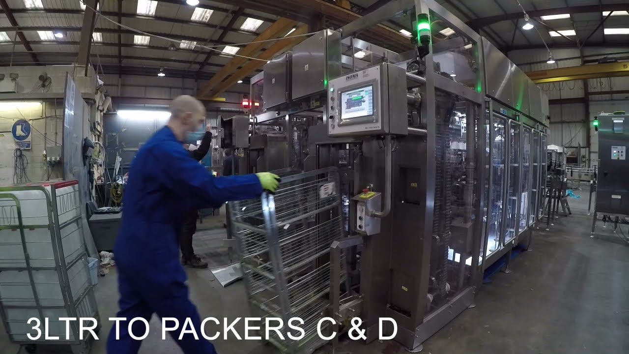 Automated Milk Poly Bottle Packing Line and Bottle Routing Factory Acceptance Test Simulation