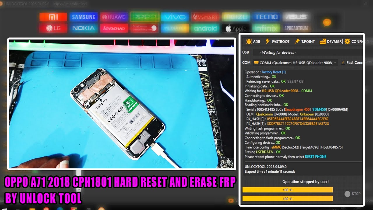 OPPO A71 2018 CPH1801 HARD RESET AND ERASE FRP BY UNLOCK TOOL