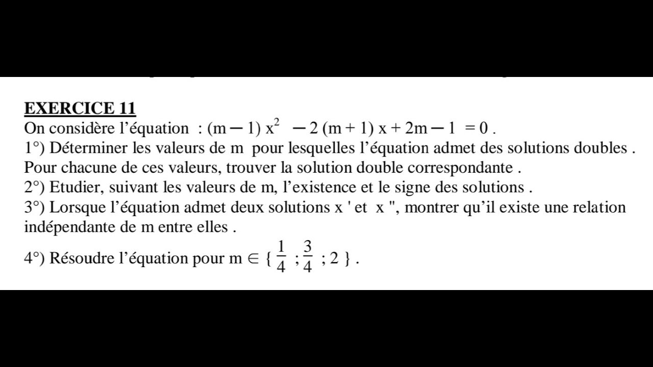 Equation paramétrique (relation indépendante de m)