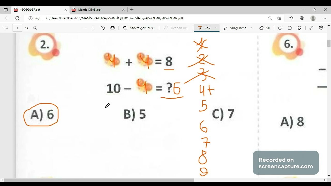 1-ci siniflər üçün MƏNTİQDƏN ƏDƏDLƏR mövzusu