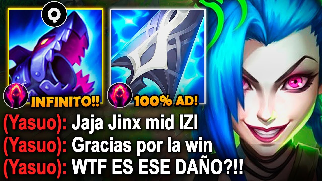 Jinx pero la Q quita el 200% de vida y puedo usarla infinitamente con esta build AD