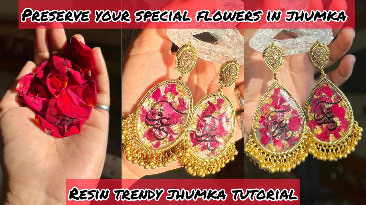 Preserve ur special flower in trendy resin jhumke ❤️ step by step tutorial 🥰