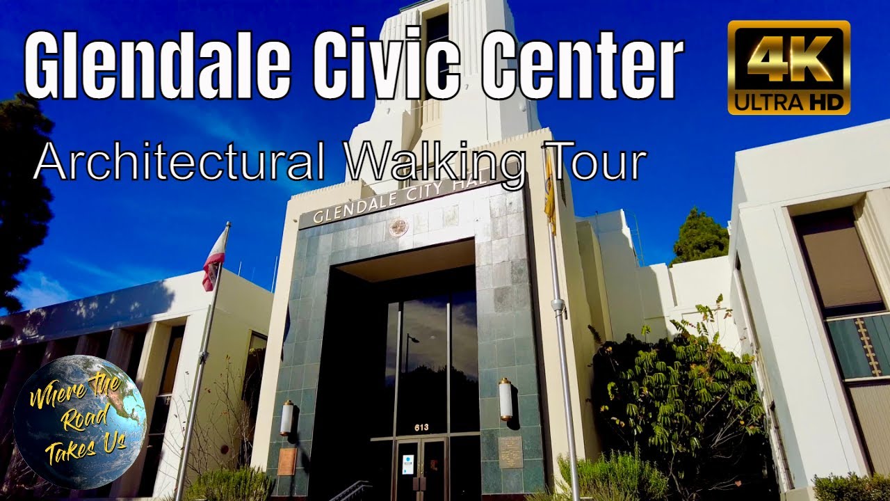 [4K] Glendale, CA Civic Center Architectural Walking Tour - WITH CAPTIONS