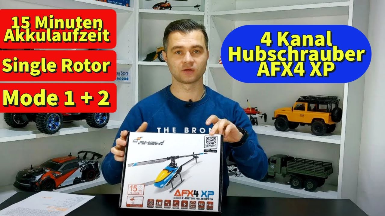4 Kanal Hubschrauber mit 15 Minuten Akkulaufzeit. Der AMEWI AFX XP 25313