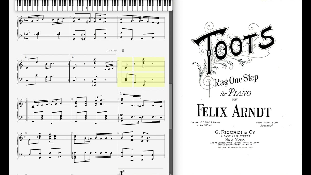 Toots by Felix Arndt (1915, Ragtime piano)