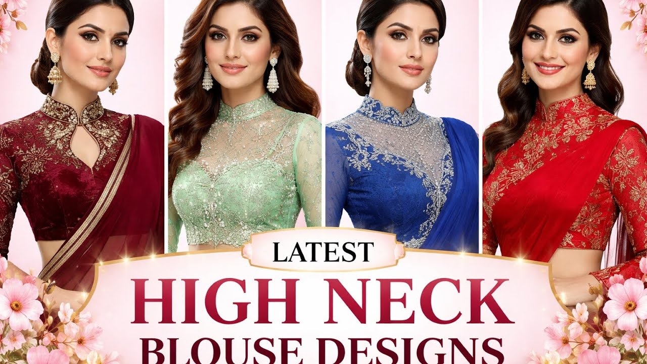 Celebrity Closed Neck Blouse Designs/ Trendy High Neck Blouse Designs/ Silk Saree Blouse Designs 🔥