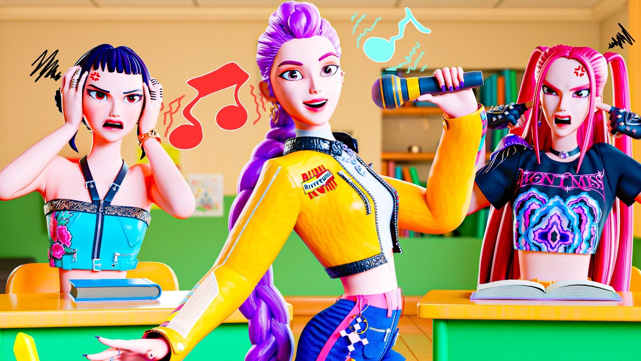 RUMI NÃO CONSEGUE CANTAR NA ESCOLA! Guerreiras do K-POP Animação