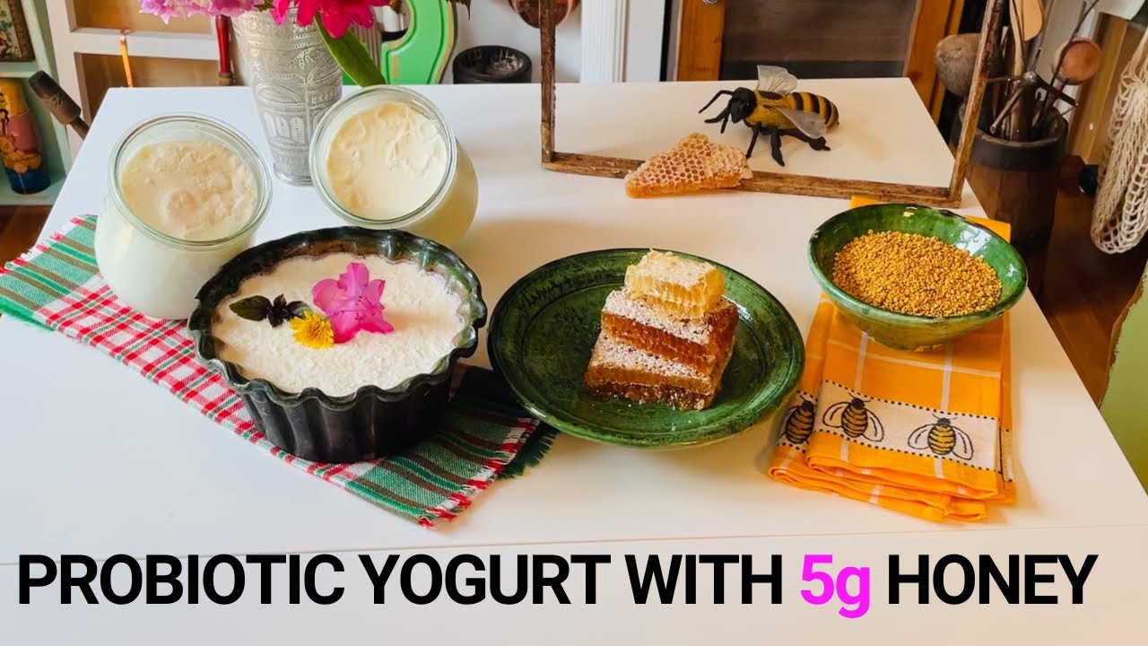 Making Probiotic Yogurt  With Raw Honey Starter 🐝🥛🍯آموزش ماست پروبیوتیک با مخمر عسل خام 3️⃣