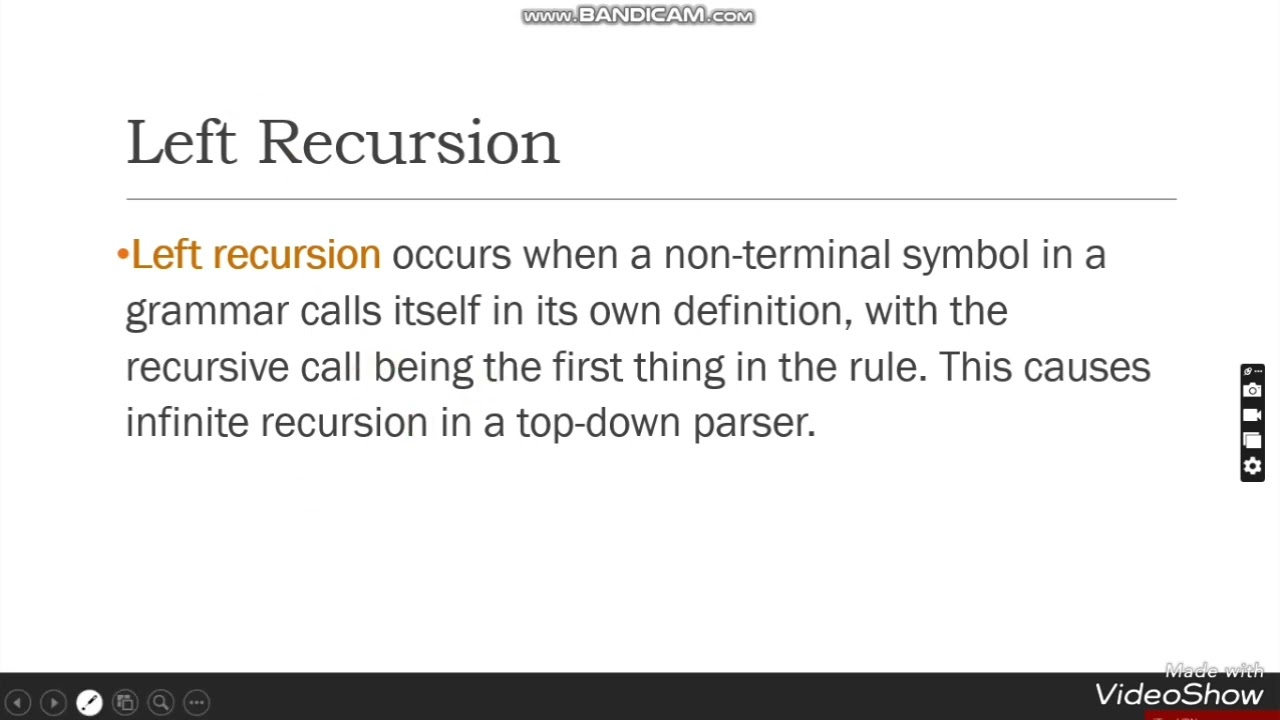 Ambiguous, Left factoring and Left recursion 