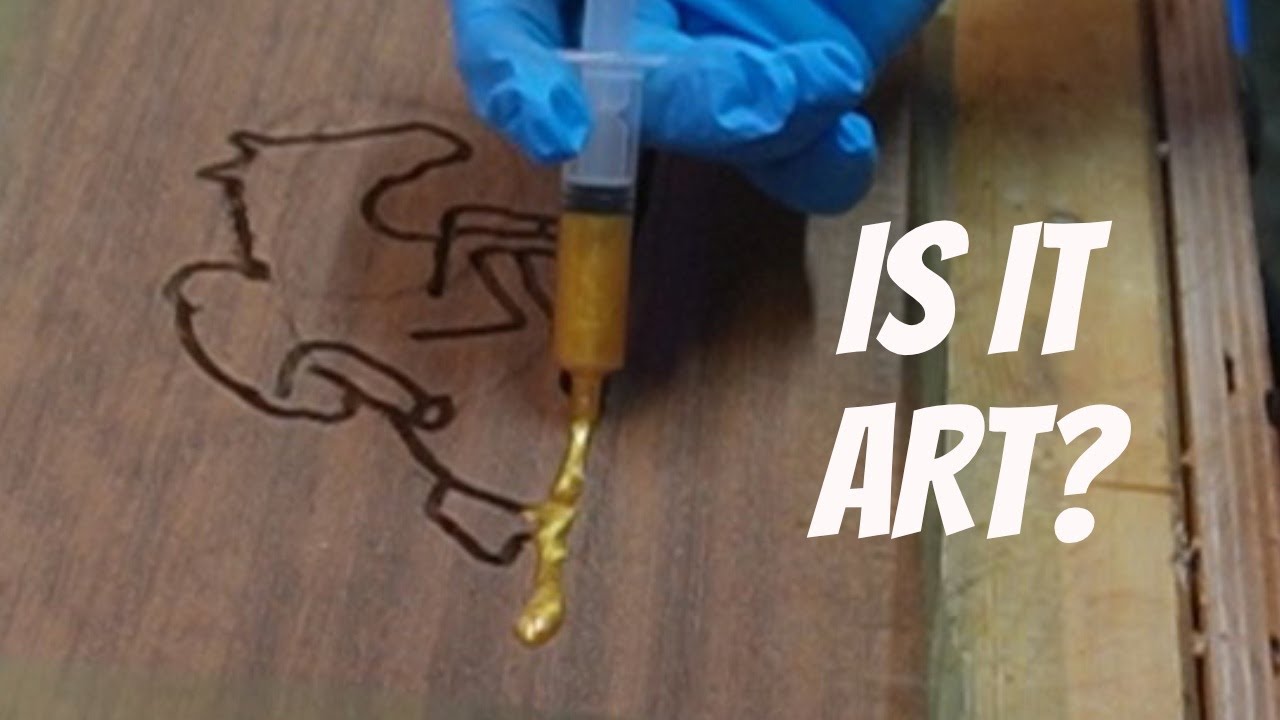 Router Carving Into Iroko Wood Filled With Colorful Epoxy
