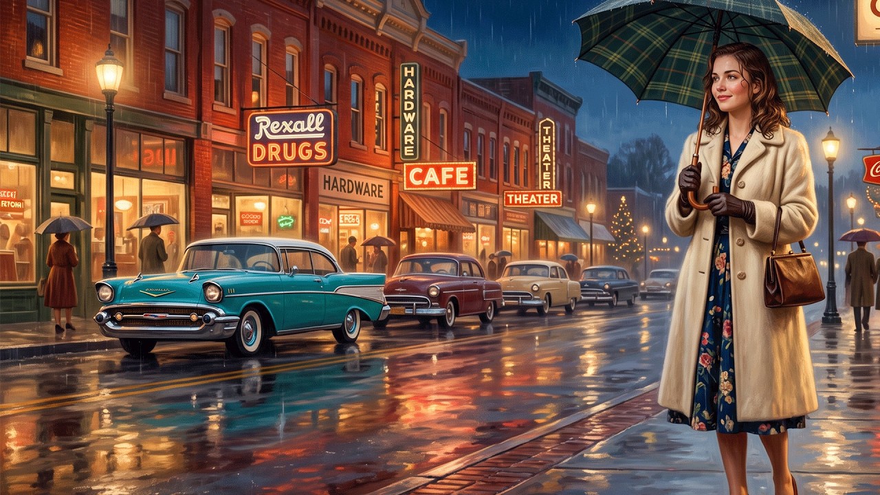 Walking Through a Rainy Main Street | Nostalgic Americana
