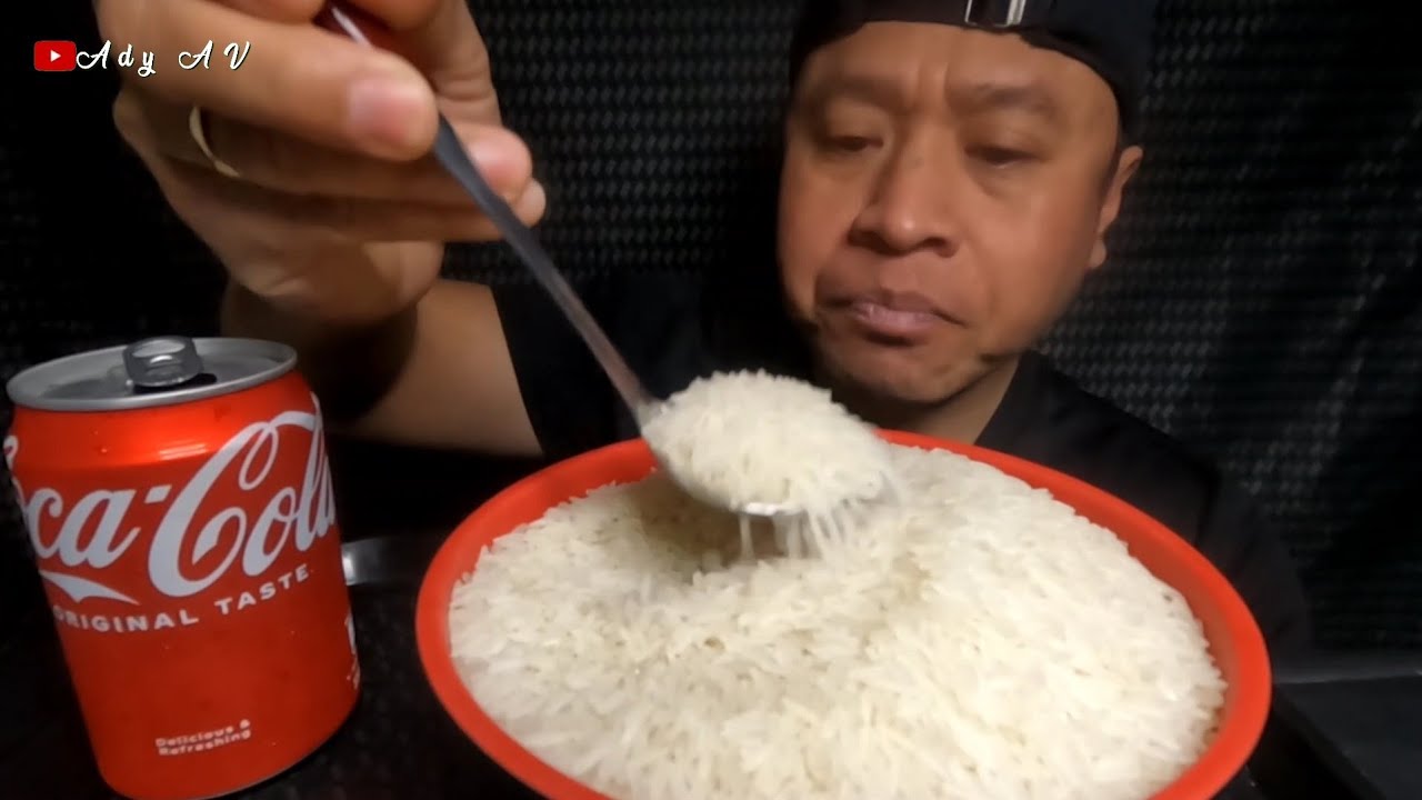 Bangun Tidur Konten Bliur Pemirsa🙏‼️RawRiceEating🌾Makan Beras Pakai Mangkok Merah+Coca-Cola