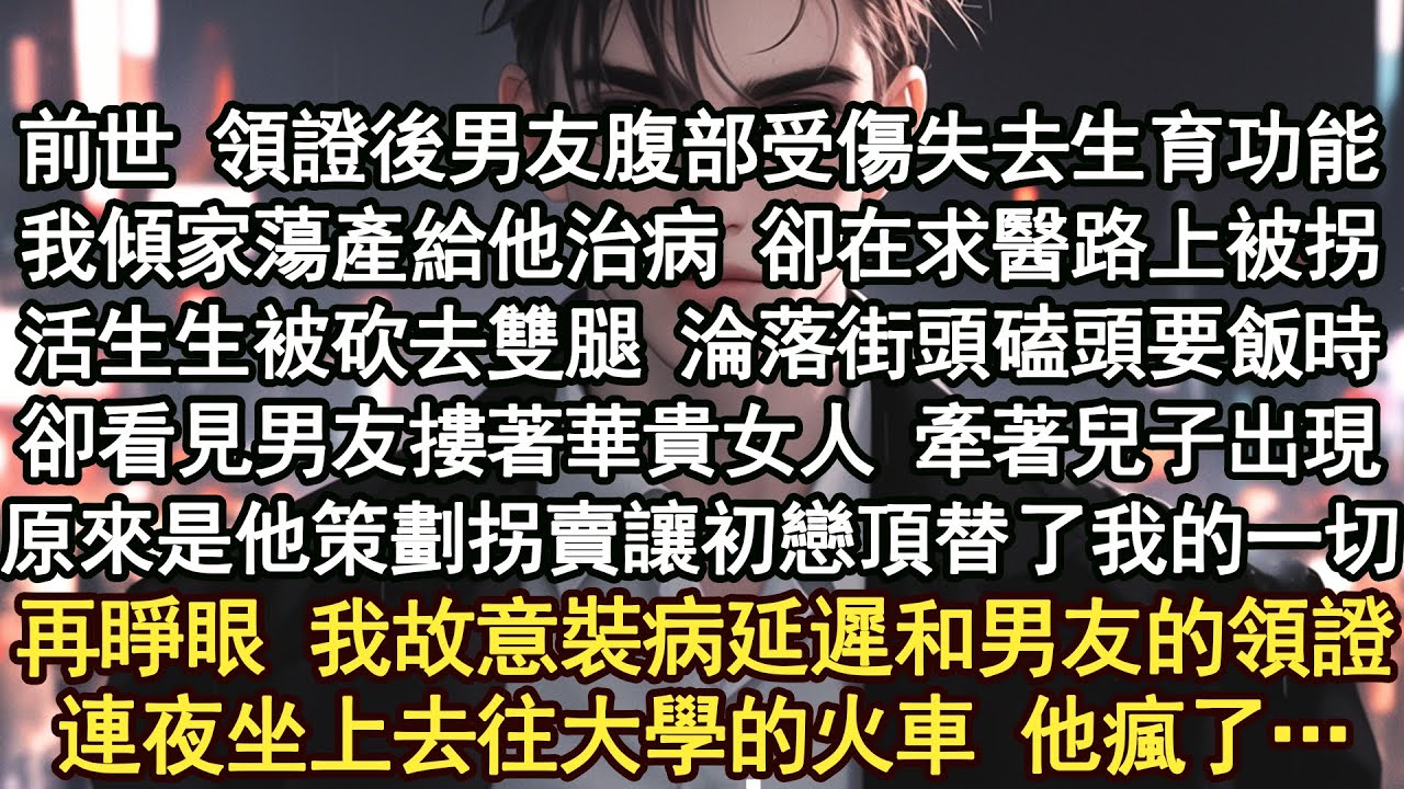 前世 領證後男友腹部受傷失去生育功能，我傾家蕩產給他治病 卻在求醫路上被拐，活生生被砍去雙腿 淪落街頭磕頭要飯時，卻看見男友摟著華貴女人 牽著兒子出現，原來是他策劃拐賣讓初戀頂替了我的一切