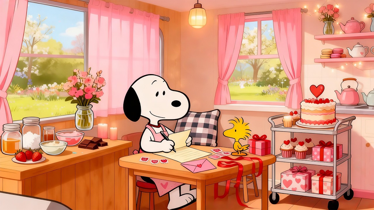 Snoopy Enjoys a Sweet Valentine Moment 💝 Cozy Lofi Beats for Studying, Relaxing & Chilling 🌸