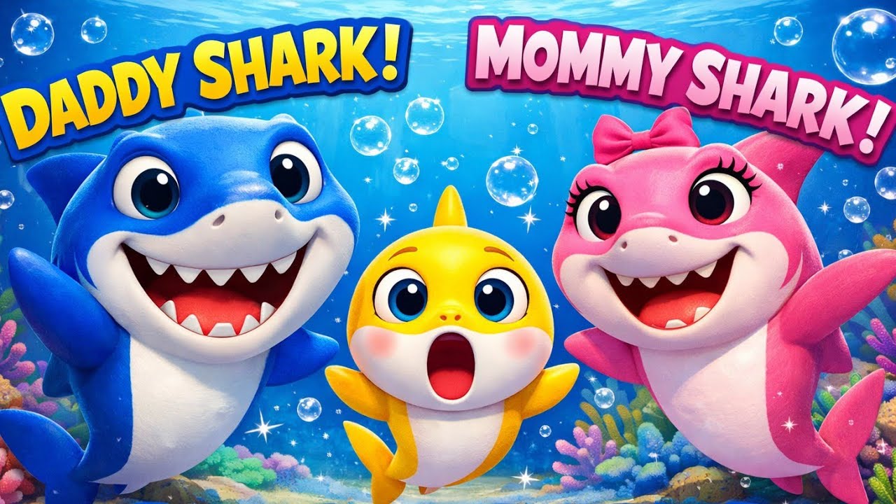 Baby Shark | Daddy Shark & Mommy Shark Song 🦈 | Baby Shark Family Dance Rhyme for Kids